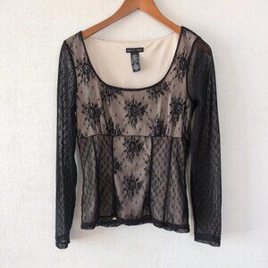 Vintage Milkmaid Babydoll Top Romantic Fairy Grunge Whimsygoth Lace Sheer Mesh